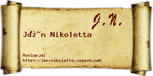 Ján Nikoletta névjegykártya