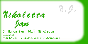 nikoletta jan business card